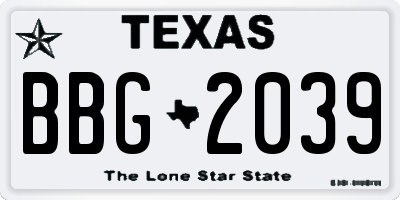 TX license plate BBG2039