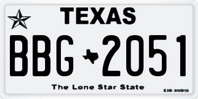 TX license plate BBG2051