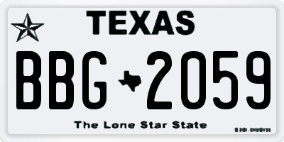 TX license plate BBG2059