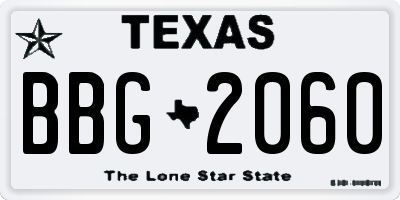 TX license plate BBG2060
