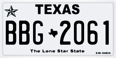 TX license plate BBG2061