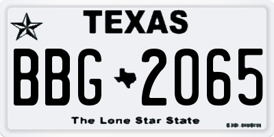 TX license plate BBG2065