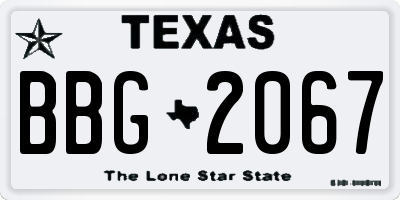 TX license plate BBG2067