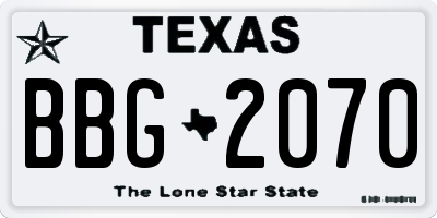 TX license plate BBG2070
