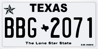 TX license plate BBG2071