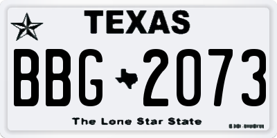 TX license plate BBG2073