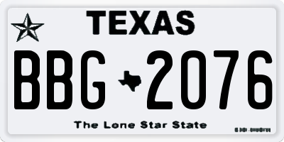 TX license plate BBG2076