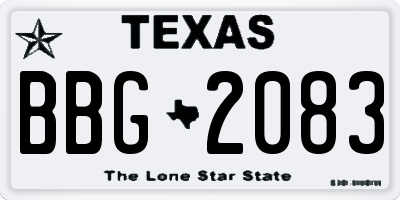 TX license plate BBG2083