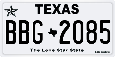 TX license plate BBG2085