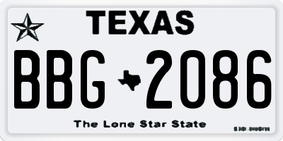 TX license plate BBG2086
