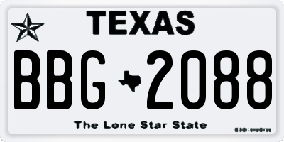 TX license plate BBG2088
