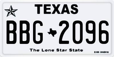 TX license plate BBG2096