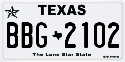 TX license plate BBG2102
