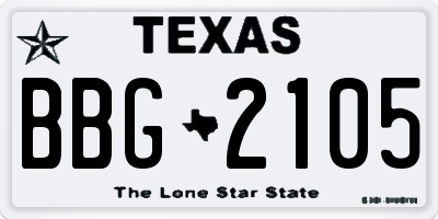 TX license plate BBG2105