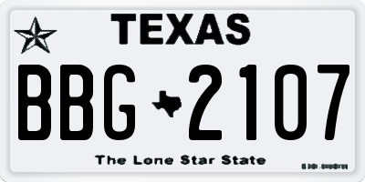 TX license plate BBG2107