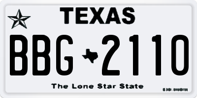 TX license plate BBG2110