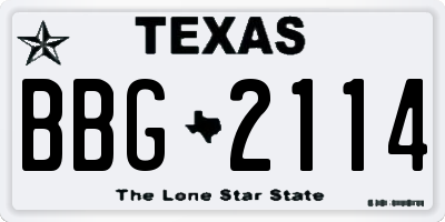 TX license plate BBG2114
