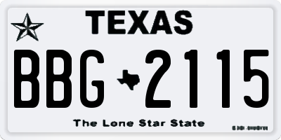 TX license plate BBG2115
