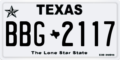 TX license plate BBG2117
