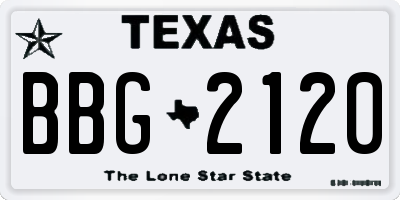 TX license plate BBG2120