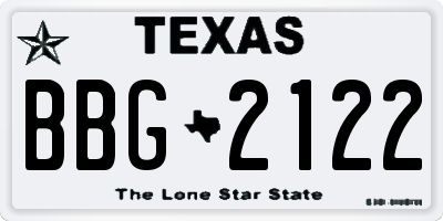 TX license plate BBG2122