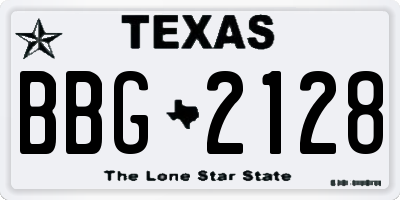 TX license plate BBG2128