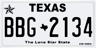 TX license plate BBG2134