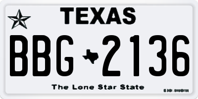 TX license plate BBG2136