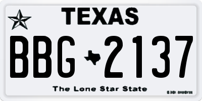 TX license plate BBG2137