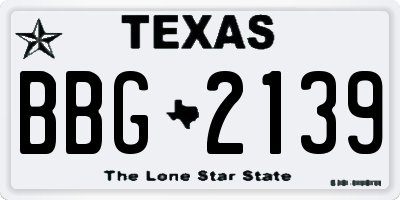 TX license plate BBG2139
