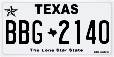 TX license plate BBG2140