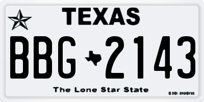 TX license plate BBG2143