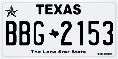TX license plate BBG2153