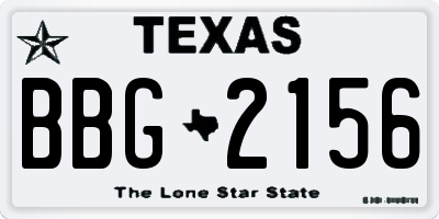 TX license plate BBG2156