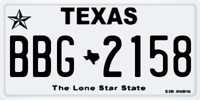 TX license plate BBG2158