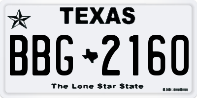 TX license plate BBG2160