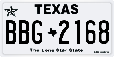 TX license plate BBG2168