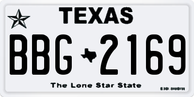 TX license plate BBG2169