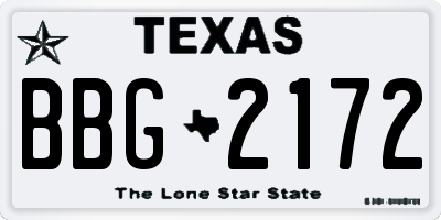 TX license plate BBG2172