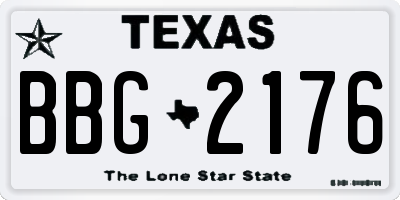 TX license plate BBG2176