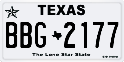 TX license plate BBG2177