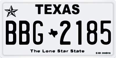 TX license plate BBG2185