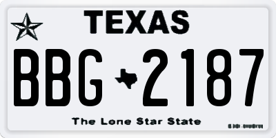 TX license plate BBG2187