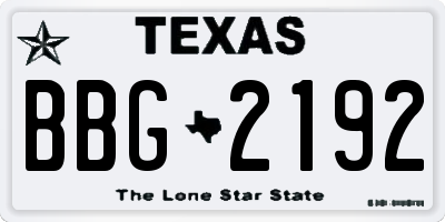 TX license plate BBG2192