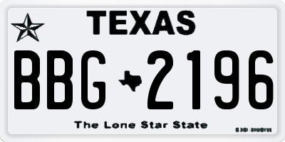 TX license plate BBG2196