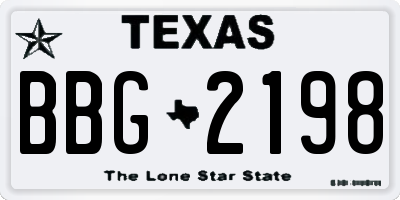 TX license plate BBG2198