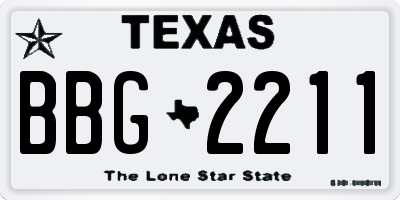 TX license plate BBG2211