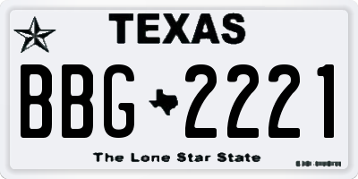 TX license plate BBG2221