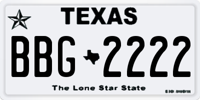 TX license plate BBG2222