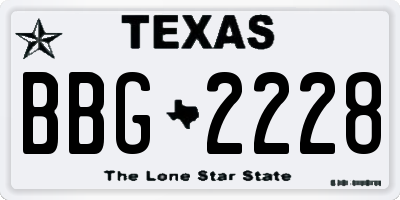 TX license plate BBG2228